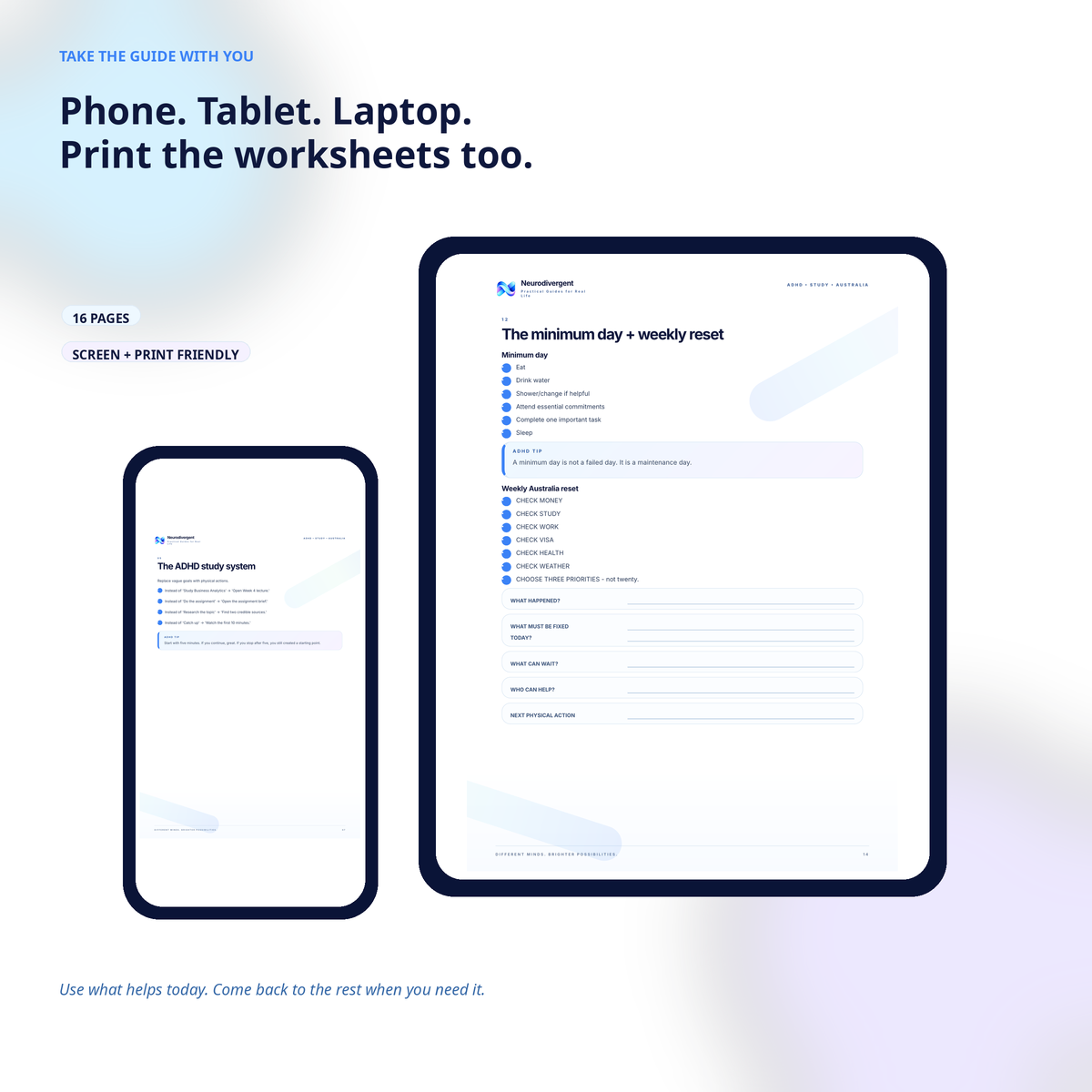 ADHD International Student Life Australia guide shown on phone and tablet