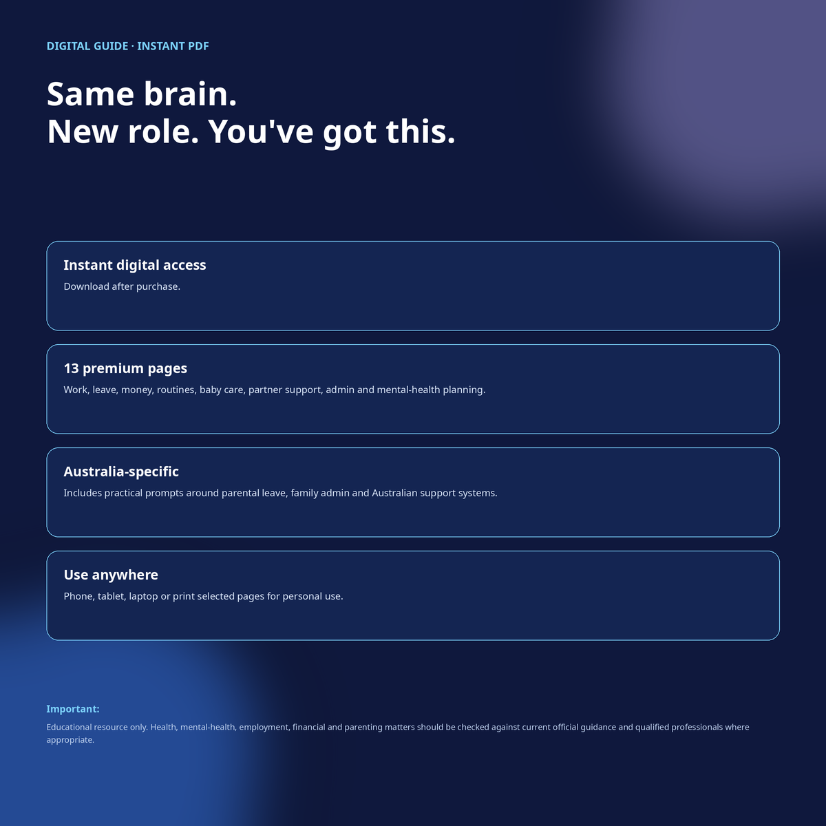 Instant PDF delivery and trust information for the ADHD First-Time Dad guide